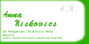 anna miskovics business card